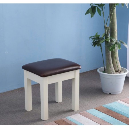 Oak04 : Ghế Đôn Gỗ Sồi Mặt Nệm - Da Pu Đen